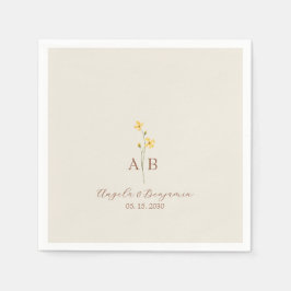 Minimalistische Wildflower Monogram bruiloft Servet