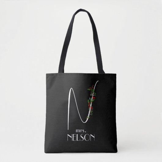 Minimalistische wildflower monogram leraar tote bag (Voorkant)