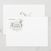 Minimalistische Wildflower Monogram Stationery Notitiekaartje (Voorkant / Achterkant)