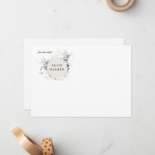 Minimalistische Wildflower Monogram Stationery Notitiekaartje