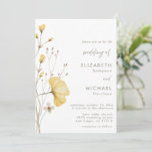 Minimalistische Wildflower Neutral Wedding Uitnodi Kaart (Staand voorkant)