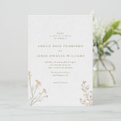Minimalistische Wildflower rustieke bruiloft Kaart (Staand voorkant)