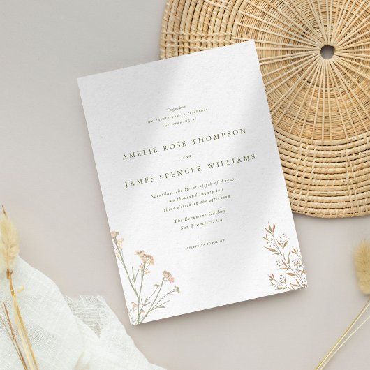 Minimalistische Wildflower rustieke bruiloft Kaart