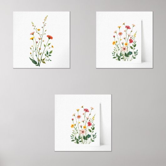 Minimalistische Wildflower set van 3Japandi Botani (Voorkant)
