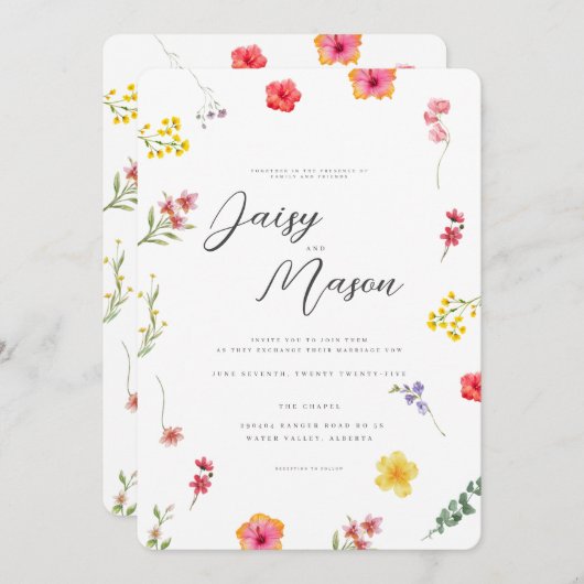 Minimalistische Wildflower Spring behuizing bruilo Kaart (Voorkant / Achterkant)