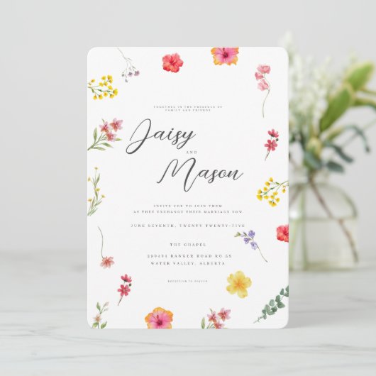 Minimalistische Wildflower Spring Botanische bruil Kaart (Staand voorkant)