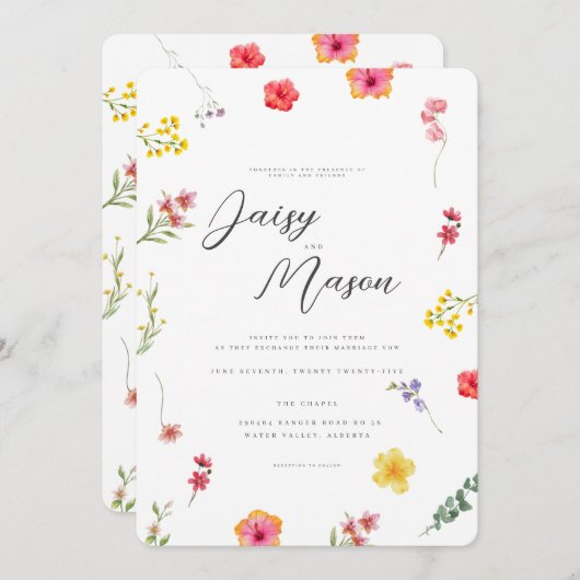 Minimalistische Wildflower Spring Botanische bruil Kaart (Voorkant / Achterkant)