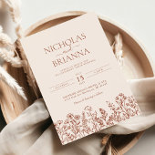 Minimalistische Wildflower Terracotta Bruiloft Mon Kaart