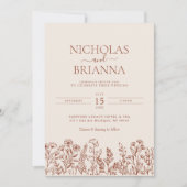 Minimalistische Wildflower Terracotta trouwfoto Kaart (Voorkant)