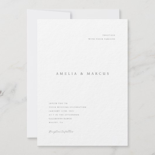 Minimalistische Wildflowers bruiloft uitnodiging (Voorkant)