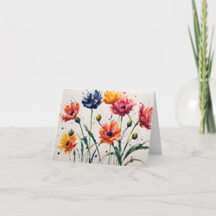 Minimalistische Wildflowers Splatter Paint Bedankt Kaart