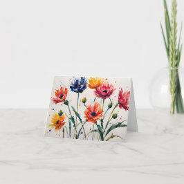 Minimalistische Wildflowers Splatter Paint Bedankt Kaart