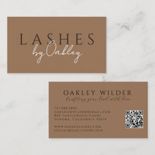Minimalistische Wimperntechnicus QR-code Bruin Visitekaartje