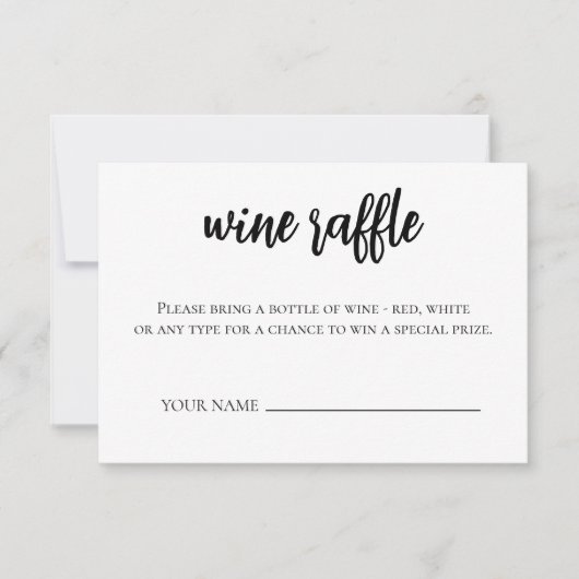 Minimalistische Wine Raffle Ticket Vrijgezellenfee Kaart (Voorkant)