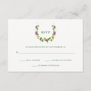 Minimalistische Winery   Green Text Wedding Respon RSVP Kaartje