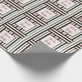 Minimalistische winkel logo rood groen gestreept k cadeaupapier (Hoek)