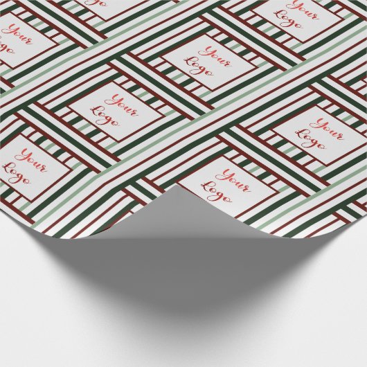 Minimalistische winkel logo rood groen gestreept k cadeaupapier (Hoek)