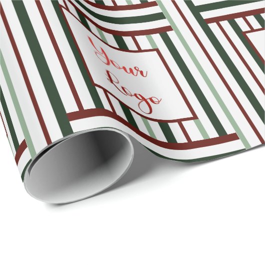 Minimalistische winkel logo rood groen gestreept k cadeaupapier (Rol Hoek)
