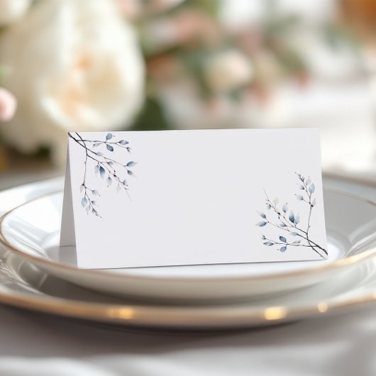 Minimalistische Winter Blau Botanisch Plaatskaartje