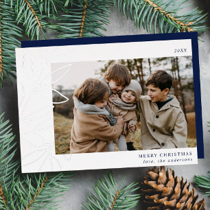 Minimalistische winter botanische marine foto folie feestdagenkaart