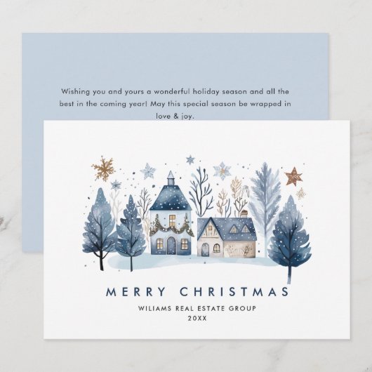 Minimalistische Winter Country Town Christmas Corp Feestdagenkaart (Voorkant / Achterkant)