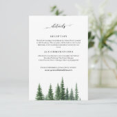 Minimalistische Winter dennenbos bruiloft informat Informatiekaartje (Staand voorkant)
