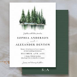 Minimalistische Winter dennenbos bruiloft uitnodig Kaart