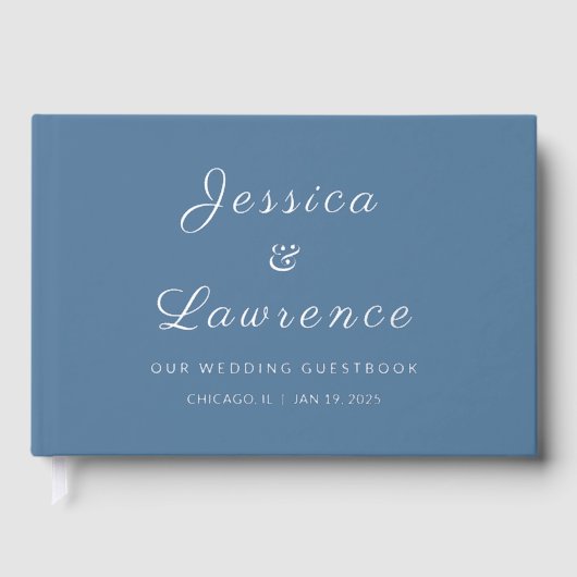 Minimalistische Winter Dusty Blue Wedding Gastenboek (Voorkant)