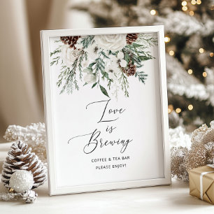 Minimalistische winter evergreen Liefde is aan het Poster