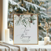 Minimalistische winter evergreen Liefde is aan het Poster