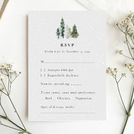 Minimalistische Winter Forest Wedding RSVP Kaart