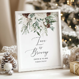 Minimalistische winter groenblijvende Liefde is aa Poster