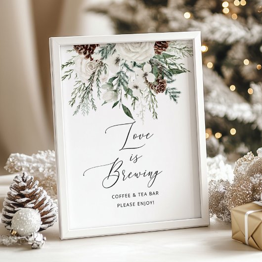 Minimalistische winter groenblijvende Liefde is aa Poster