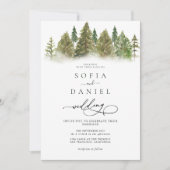 Minimalistische Winter Mountain Pine Trees Wedding Kaart (Voorkant)