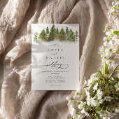 Minimalistische Winter Mountain Pine Trees Wedding Kaart