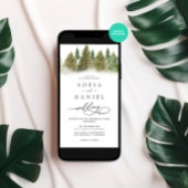 Minimalistische Winter Mountain Pine Trees Wedding Kaart