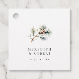 Minimalistische Winter Pine Branch & Cone Wedding Bedankjes Labels