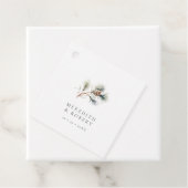 Minimalistische Winter Pine Branch & Cone Wedding Bedankjes Labels (In situ)