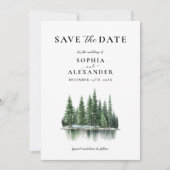 Minimalistische Winter Pine Forest Save the Date Kaart (Voorkant)