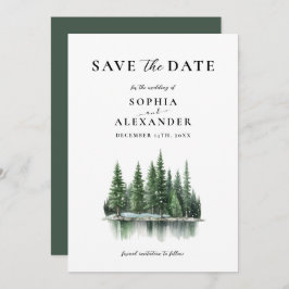 Minimalistische Winter Pine Forest Save the Date Kaart