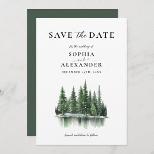 Minimalistische Winter Pine Forest Save the Date Kaart