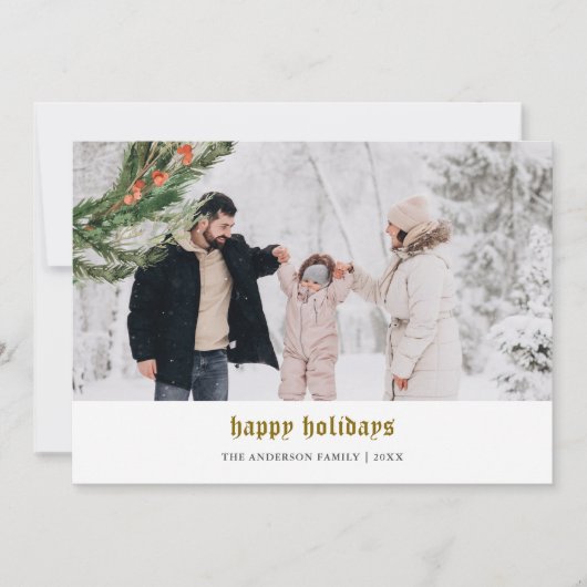 Minimalistische Winter Pine Krans Foto Feestdagenkaart (Voorkant)