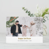 Minimalistische Winter Pine Krans Foto Feestdagenkaart (Staand voorkant)