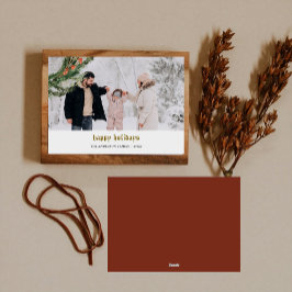 Minimalistische Winter Pine Krans Foto Feestdagenkaart