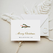 Minimalistische Winter Pine tak Foto Feestdagenkaart