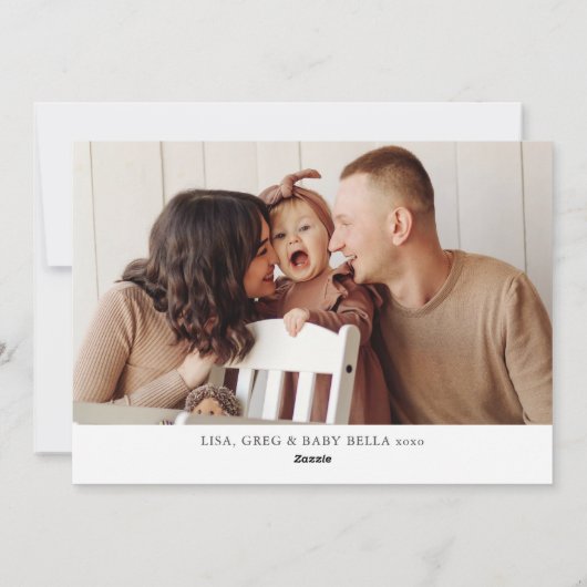 Minimalistische Winter Pine tak Foto Feestdagenkaart (Achterkant)