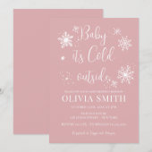 Minimalistische Winter Sneeuwvlokken Meisje Baby s Kaart (Voorkant / Achterkant)