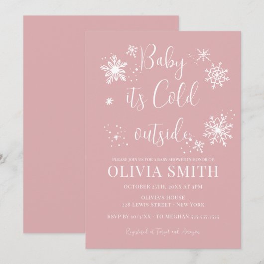 Minimalistische Winter Sneeuwvlokken Meisje Baby s Kaart (Voorkant / Achterkant)