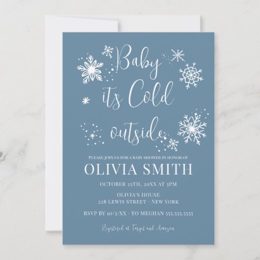 Minimalistische Winter Snowflakes Boy Baby shower Kaart (Voorkant)