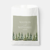 Minimalistische Winter Snowy Pine Tree Forest Wedd Bedankzakje (Voorkant)